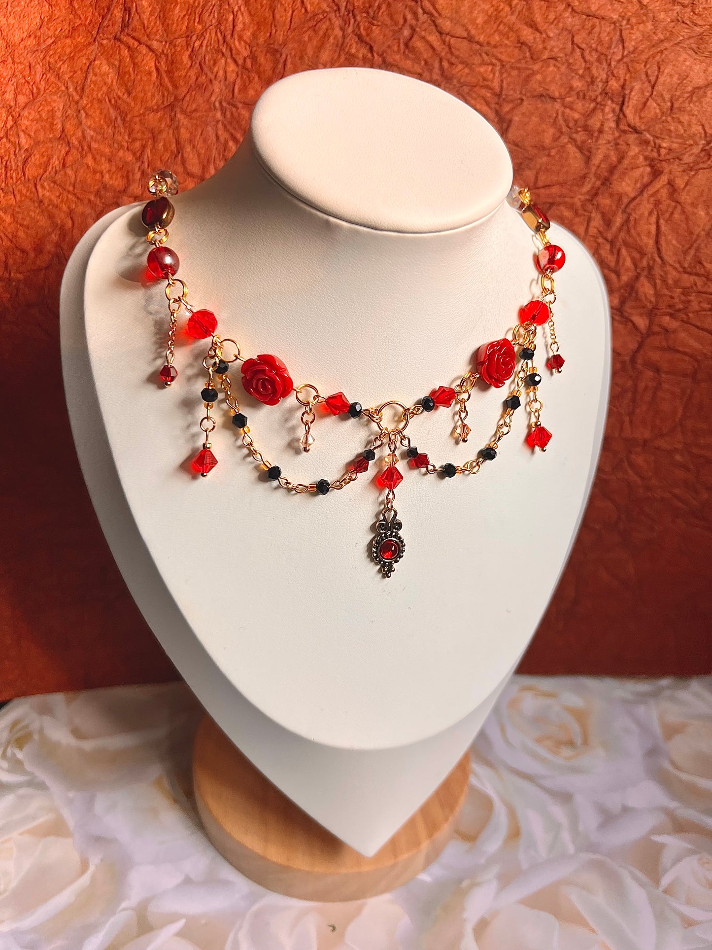 Red Rose Choker Necklace - Fairycore Gothic Jewelry