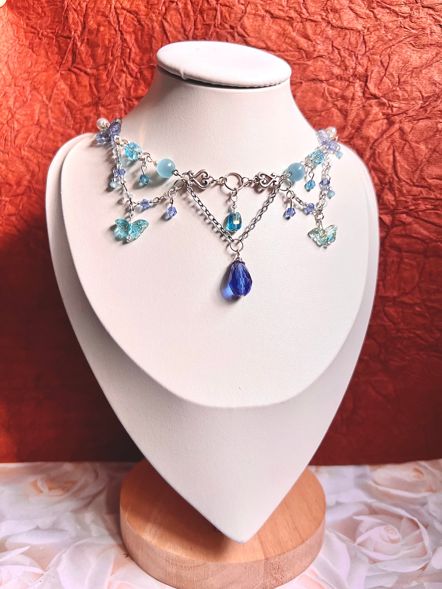 Blue Crystal Choker Necklace