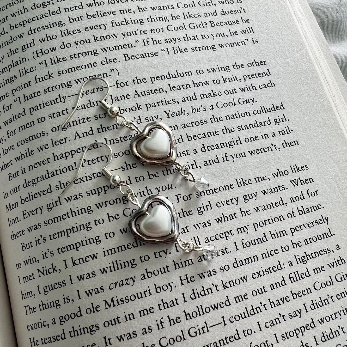 Silver or Gold Heart Earrings with Customizable Gem Color