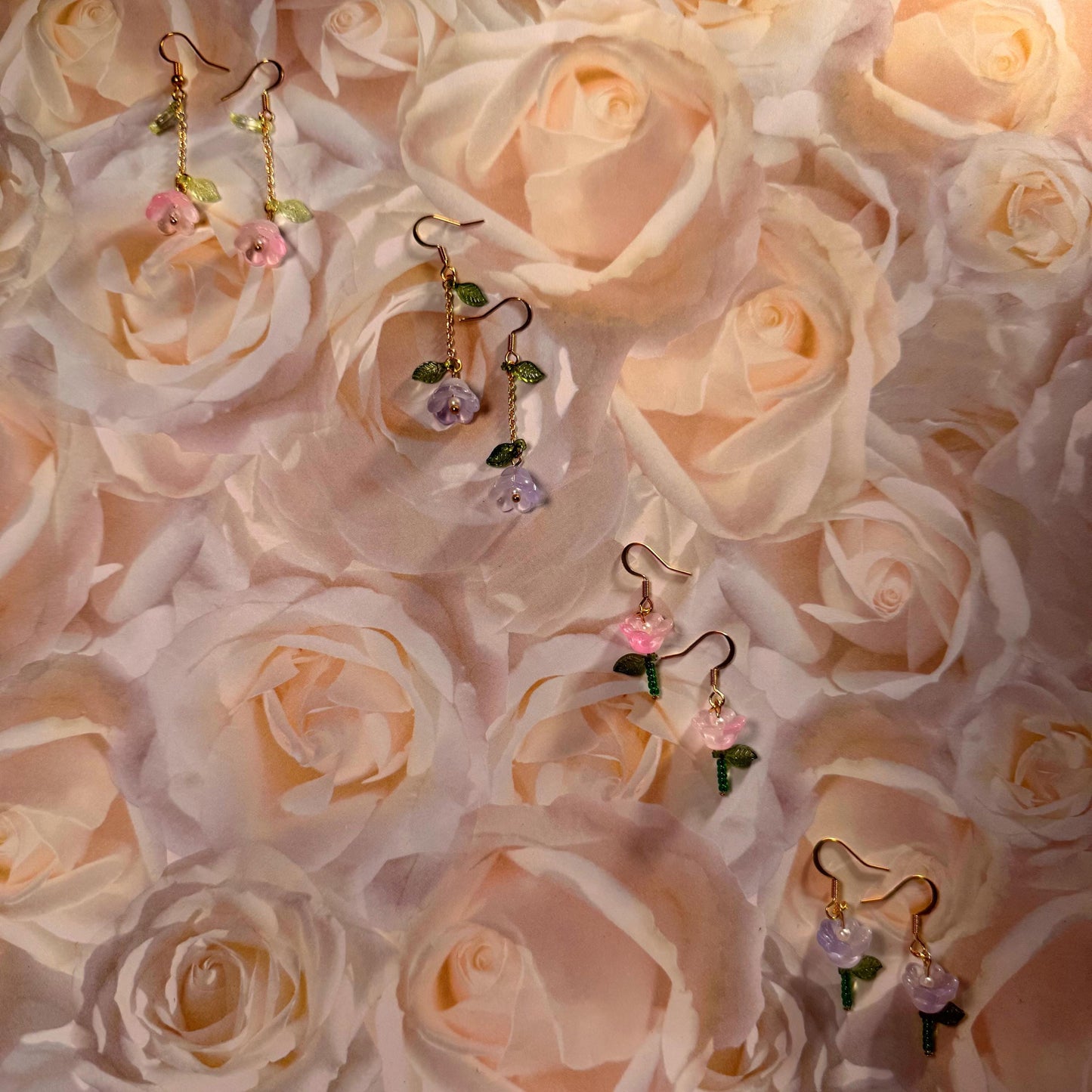 Floral Earrings– Gold-Plated Jewelry with Delicate Purple or Pink Flowers