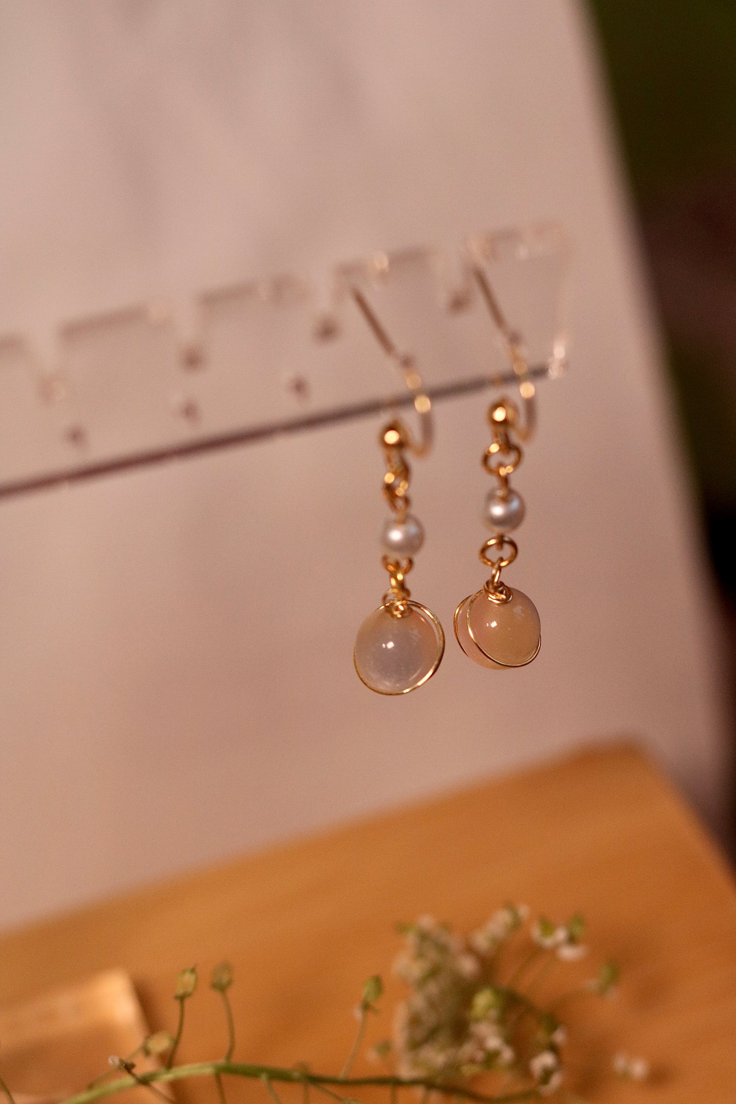 Dainty Opalescent Drop Earrings