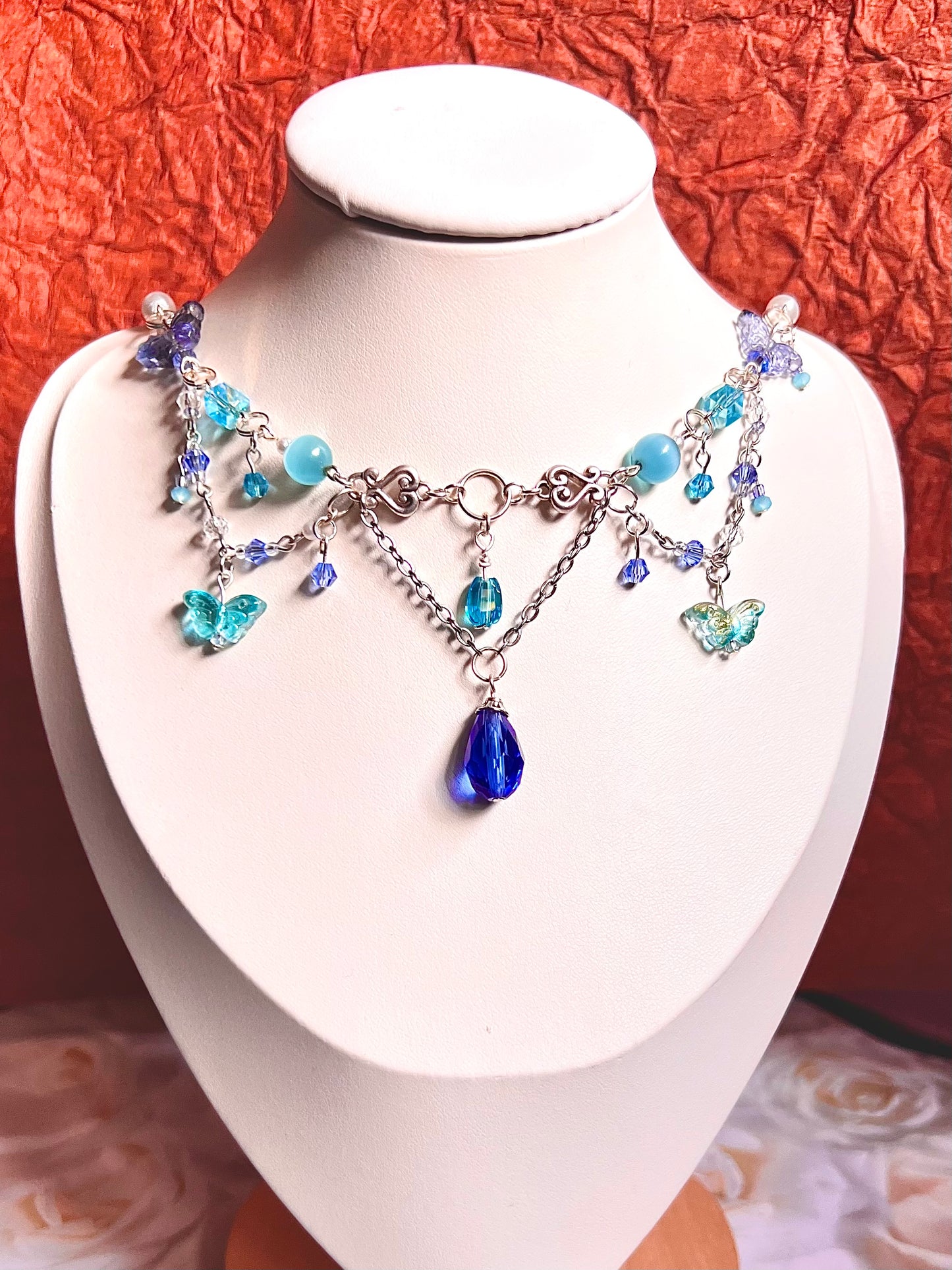 Blue Crystal Choker Necklace