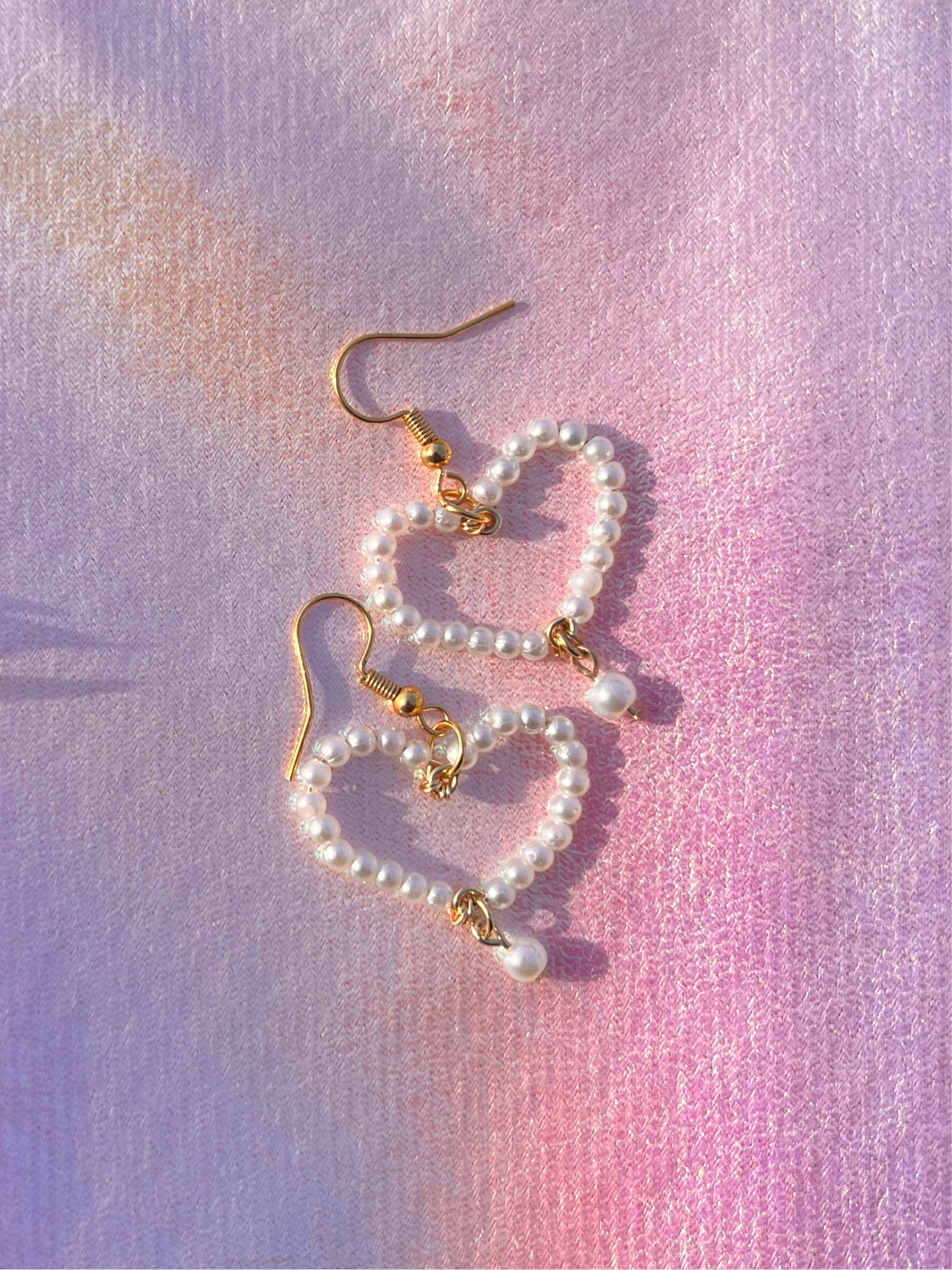 Small Pearl Heart Earrings