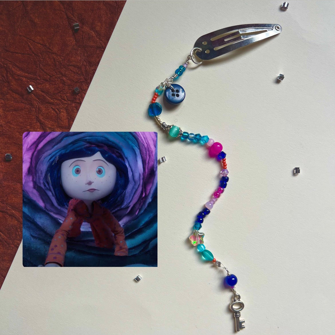 ‘through the tunnel’ coraline hair clip