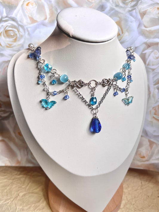 Blue Crystal Choker Necklace