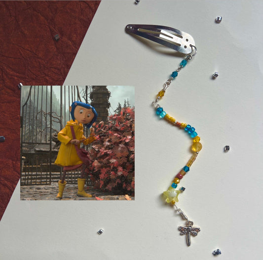 yellow and blue coraline hair clip