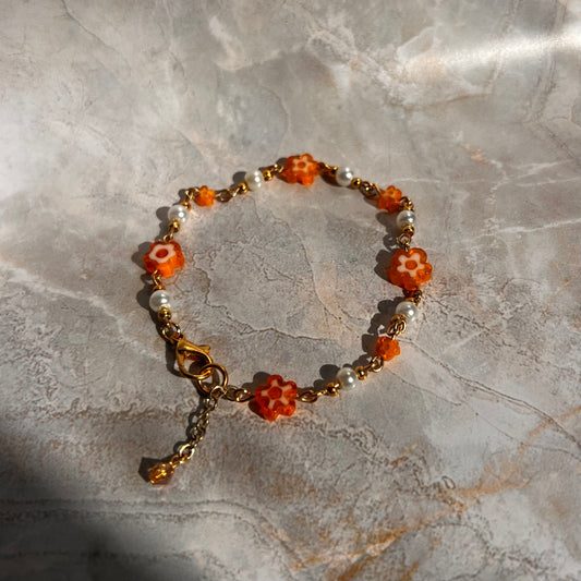 Orange Daisy Linked Bracelet