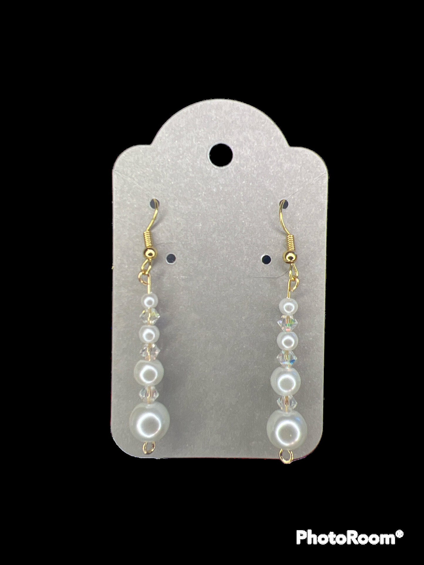 Dangly Elegant Pearl Bead Earrings with Czech Crystal