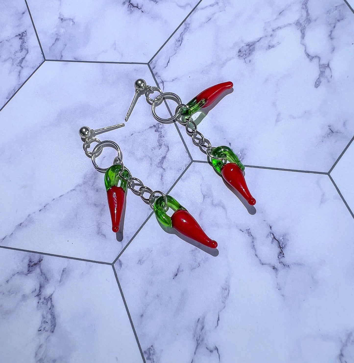 Glass Red Chili Pepper Earrings