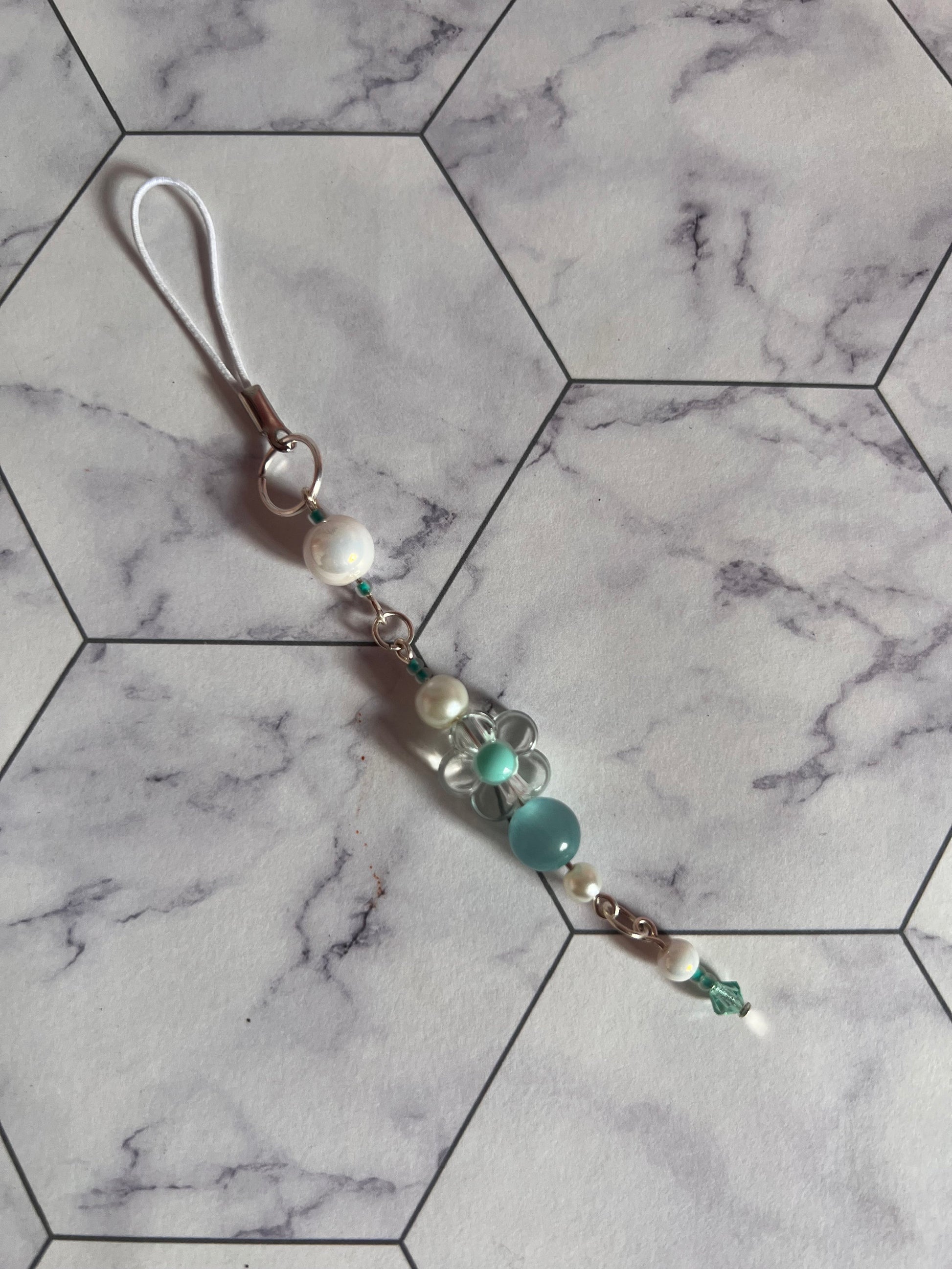 Flower Bead Phone Charm Keychain Lanyard