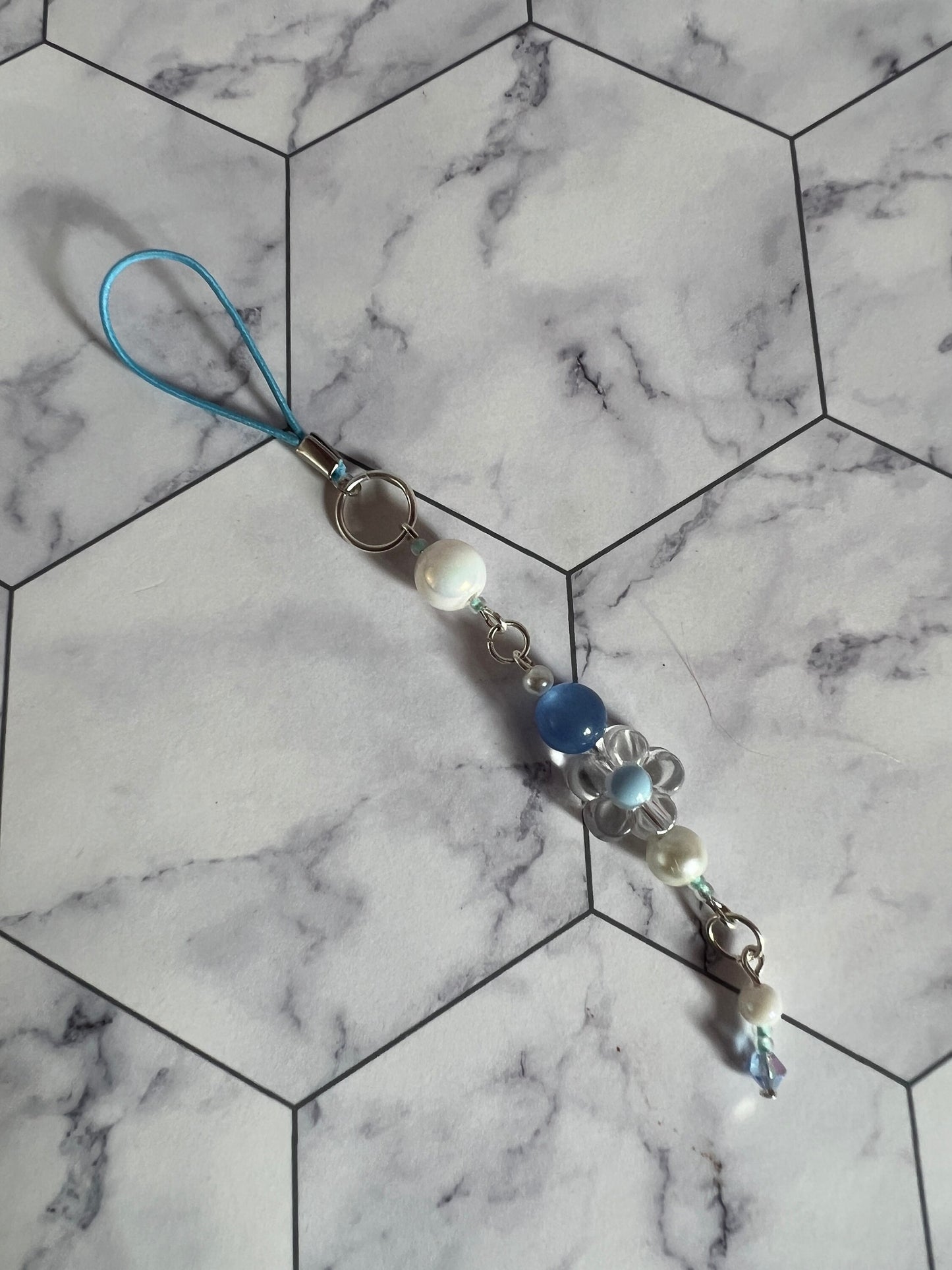 Flower Bead Phone Charm Keychain Lanyard