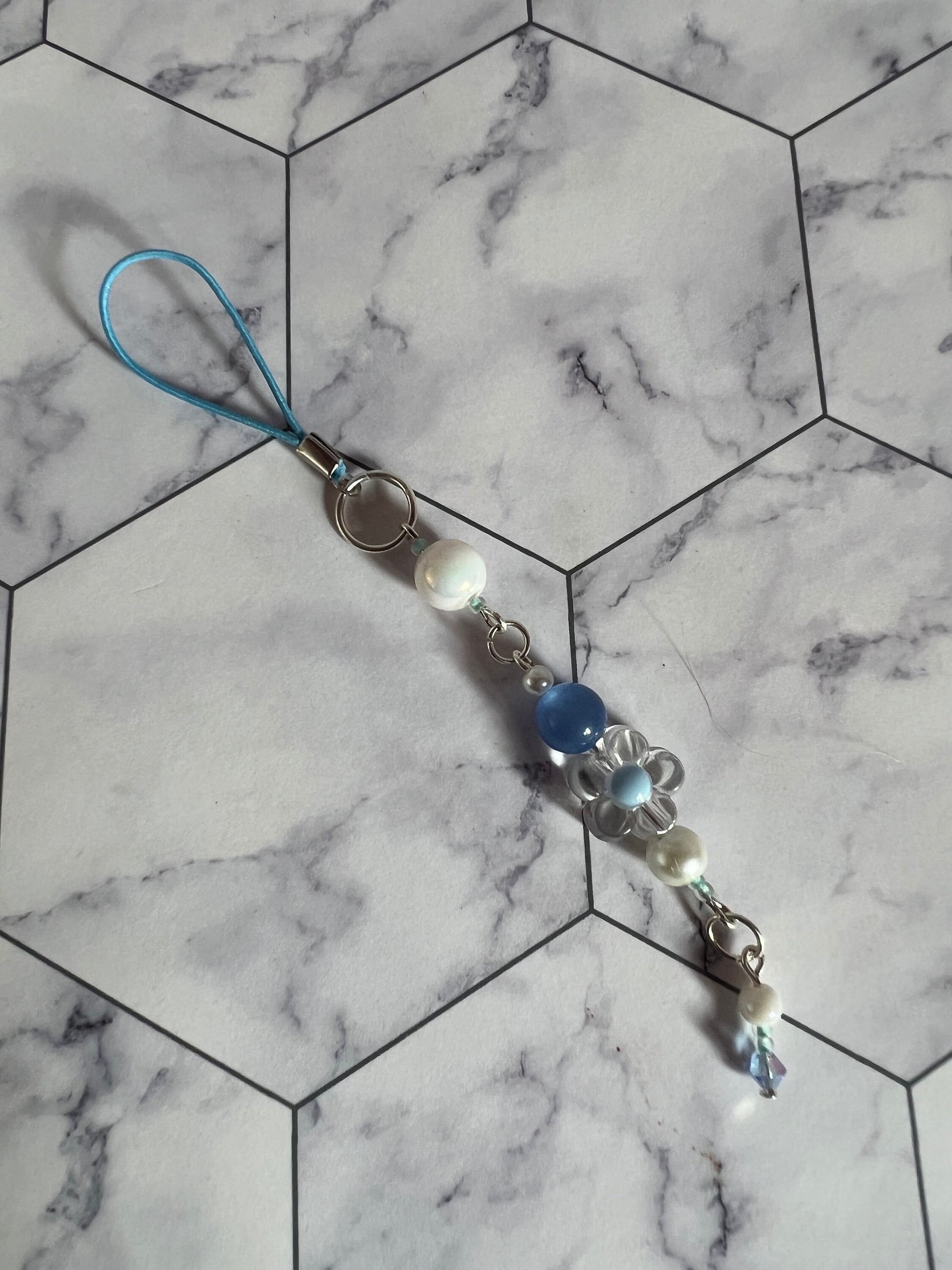 Flower Bead Phone Charm Keychain Lanyard