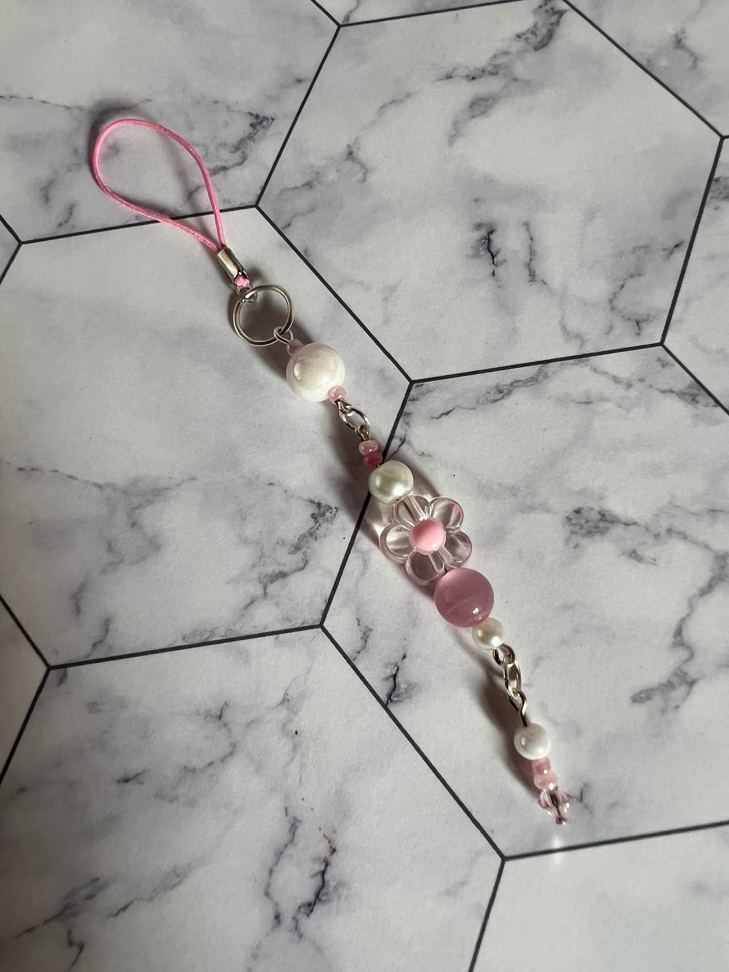 Flower Bead Phone Charm Keychain Lanyard