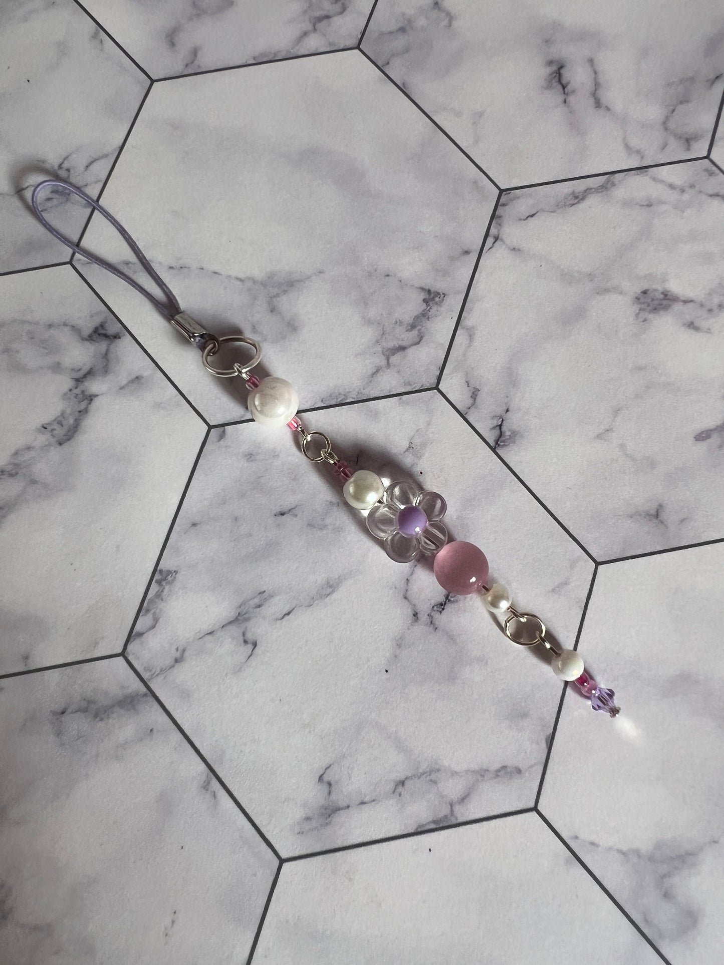 Flower Bead Phone Charm Keychain Lanyard