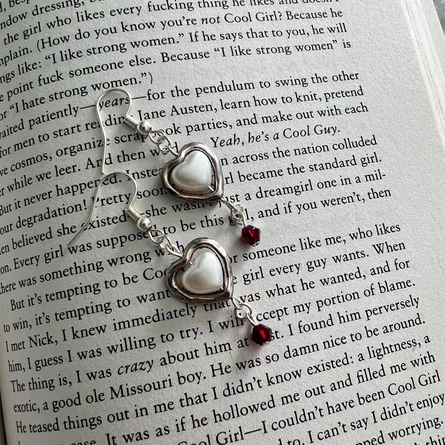 Silver or Gold Heart Earrings with Customizable Gem Color