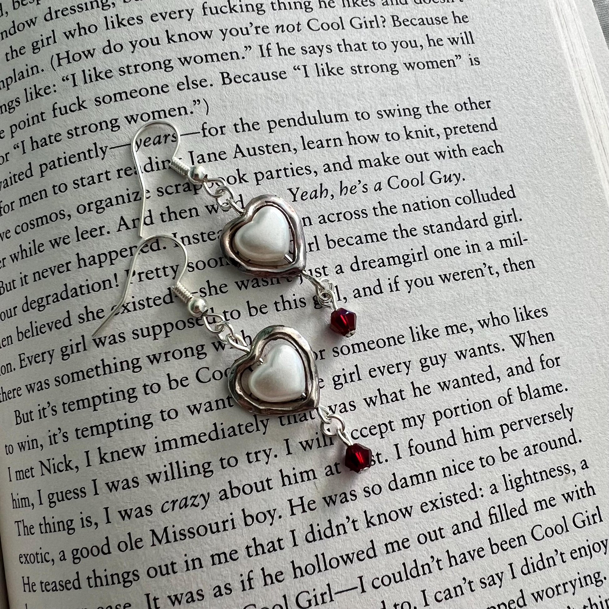 Silver or Gold Heart Earrings with Customizable Gem Color
