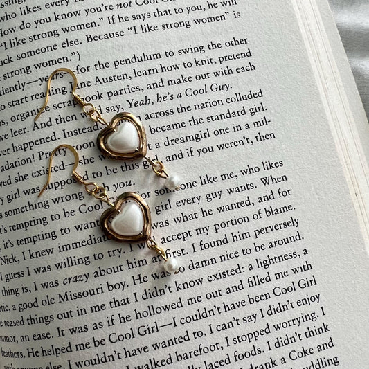 Silver or Gold Heart Earrings with Customizable Gem Color