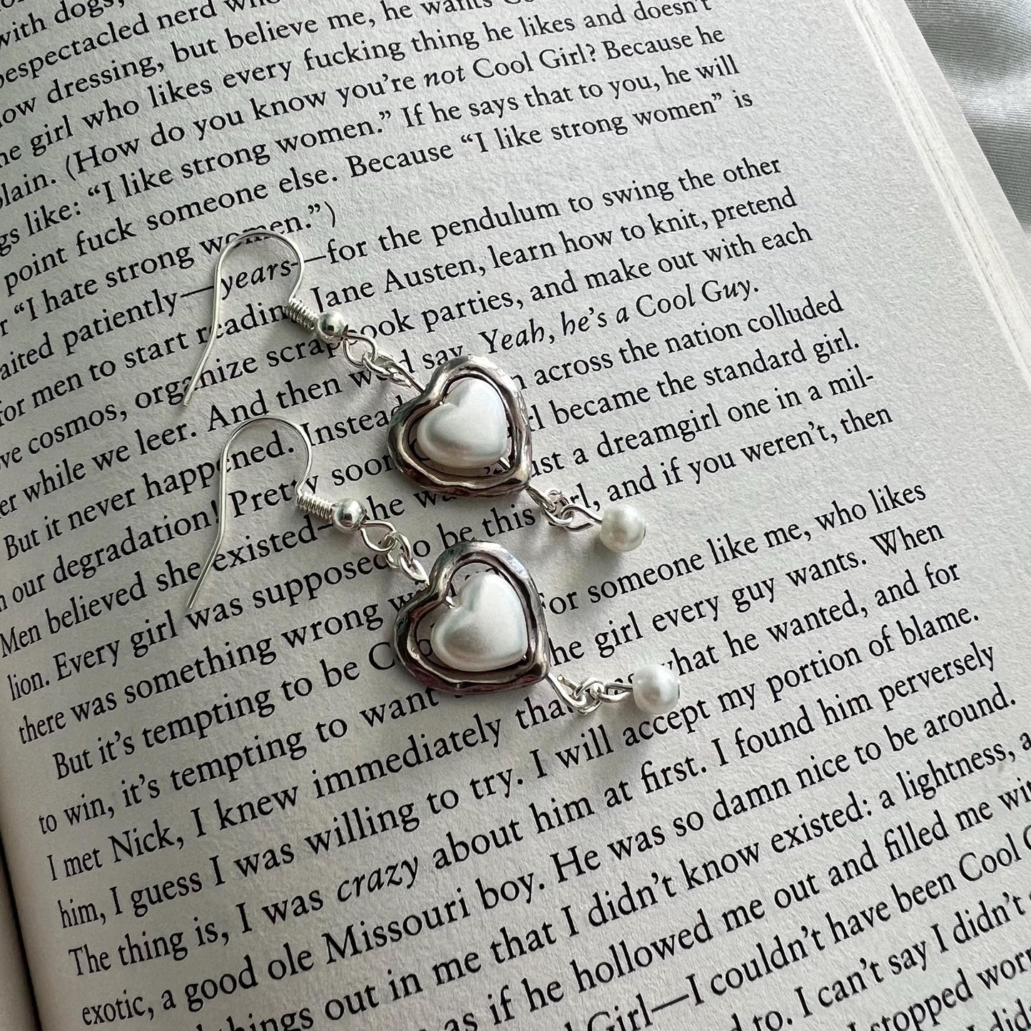 Silver or Gold Heart Earrings with Customizable Gem Color
