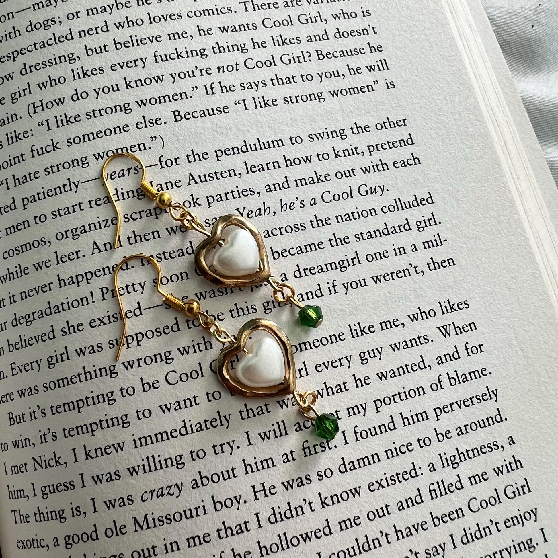 Silver or Gold Heart Earrings with Customizable Gem Color