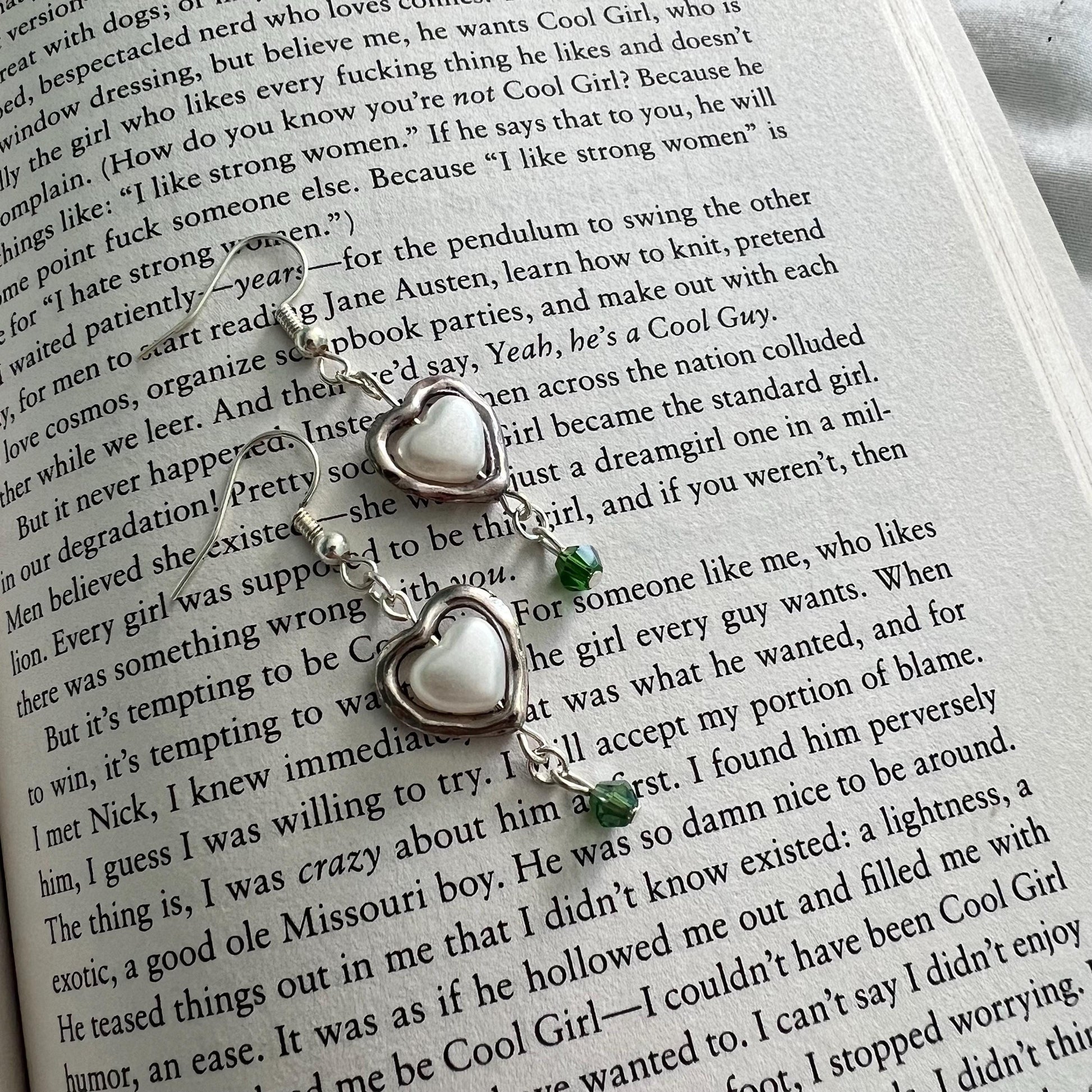 Silver or Gold Heart Earrings with Customizable Gem Color