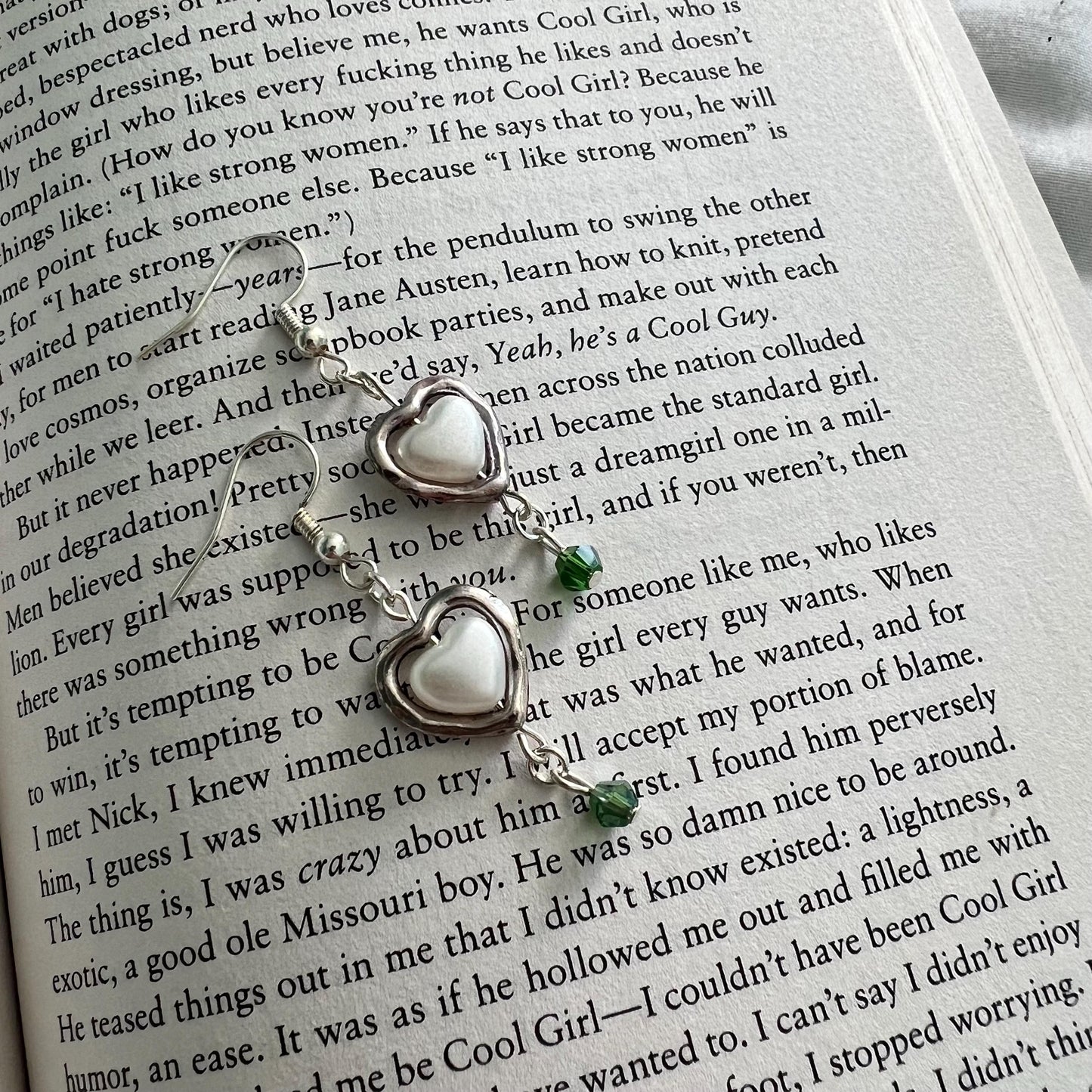 Silver or Gold Heart Earrings with Customizable Gem Color