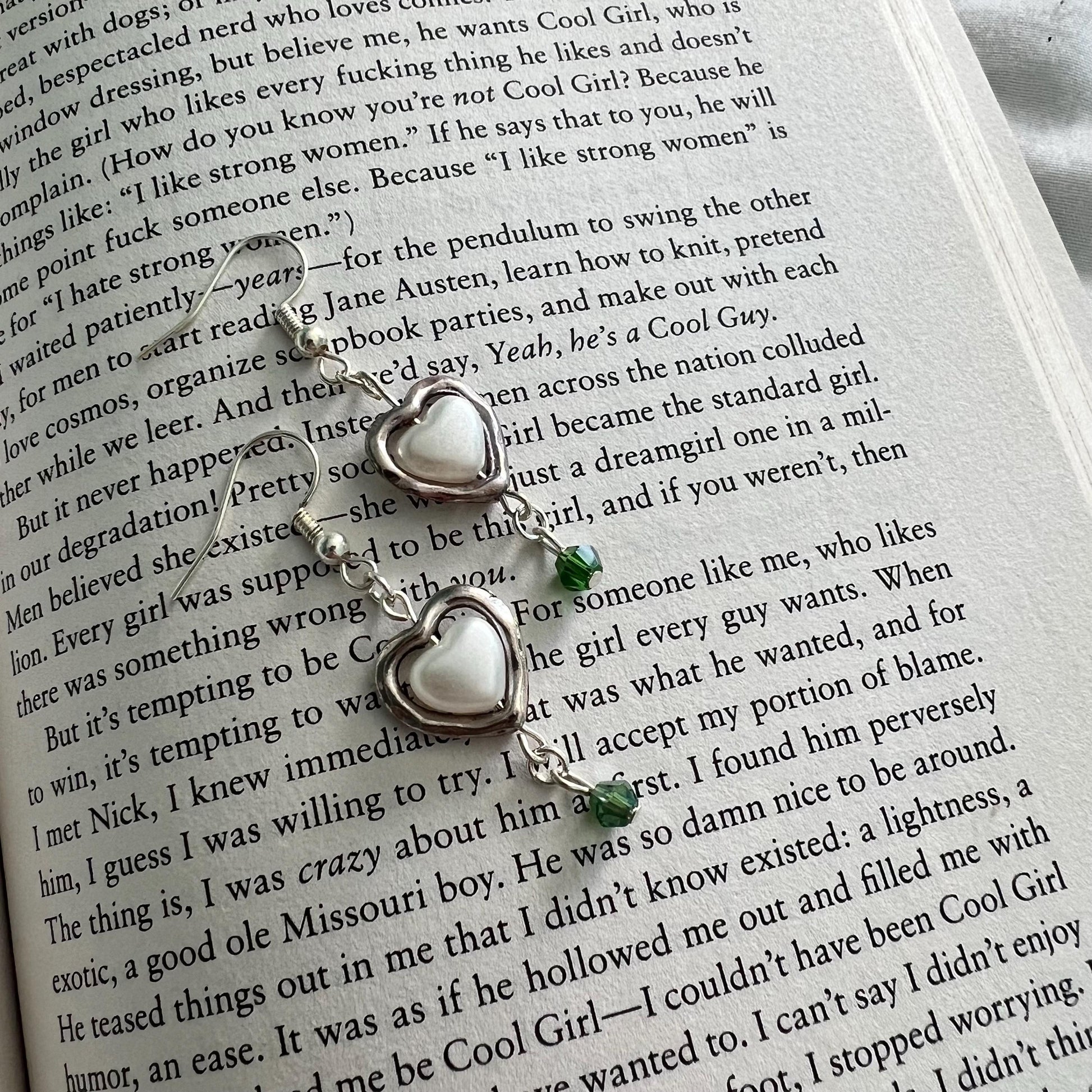 Silver or Gold Heart Earrings with Customizable Gem Color