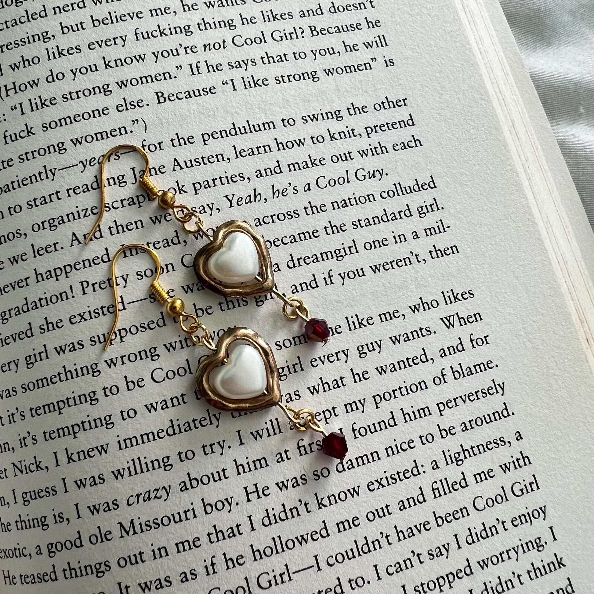 Silver or Gold Heart Earrings with Customizable Gem Color