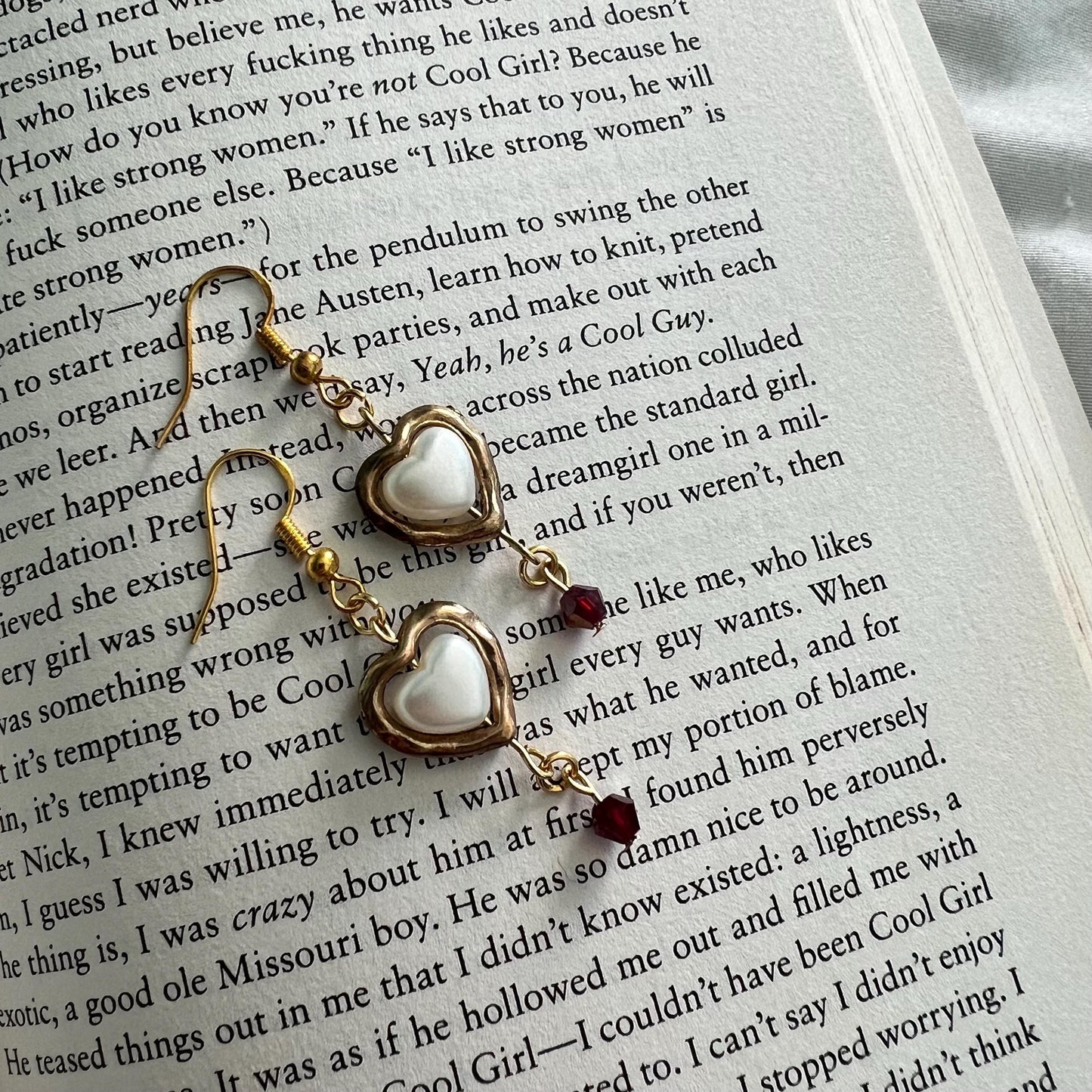 Silver or Gold Heart Earrings with Customizable Gem Color