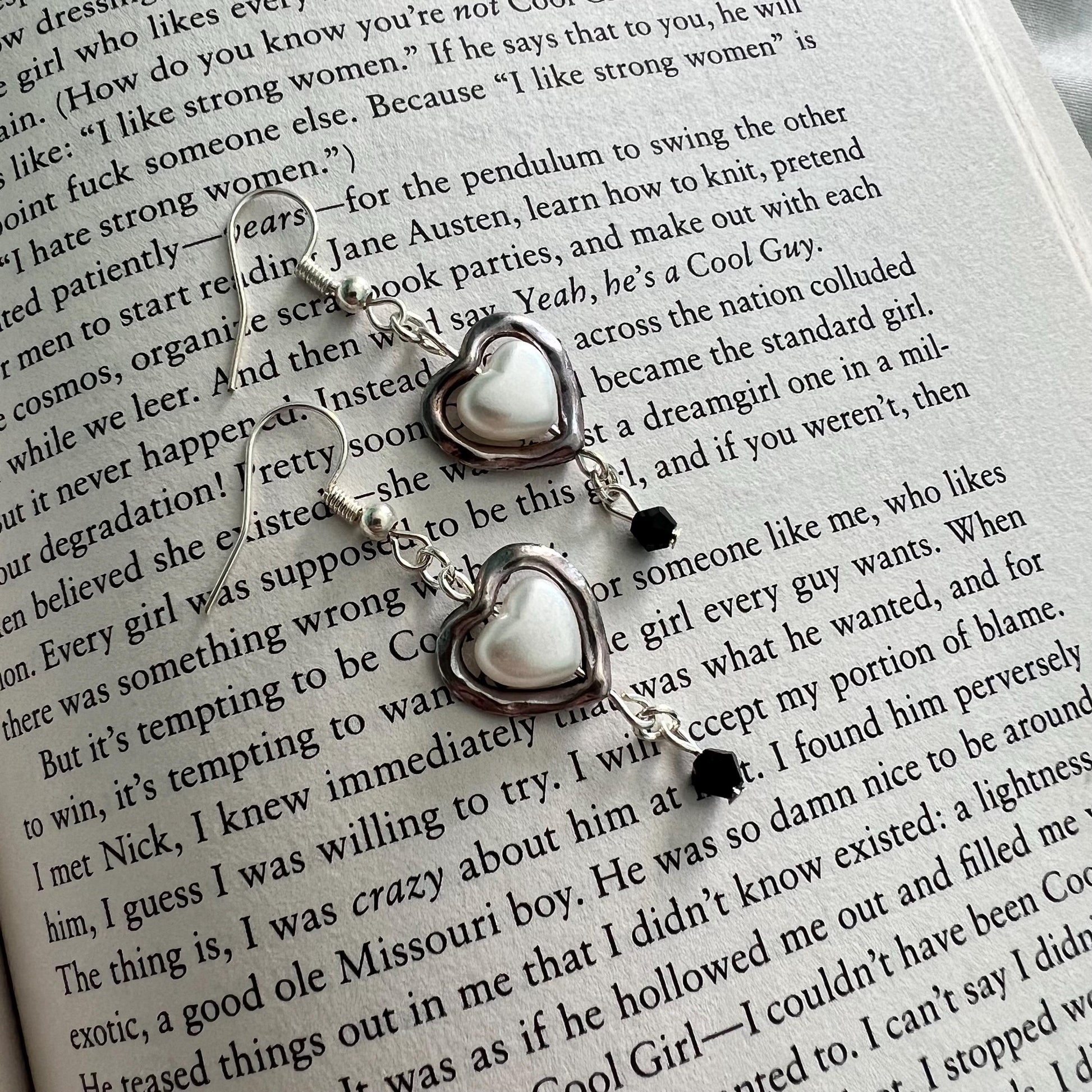 Silver or Gold Heart Earrings with Customizable Gem Color