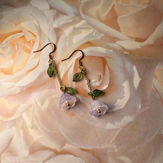 Floral Earrings– Gold-Plated Jewelry with Delicate Purple or Pink Flowers