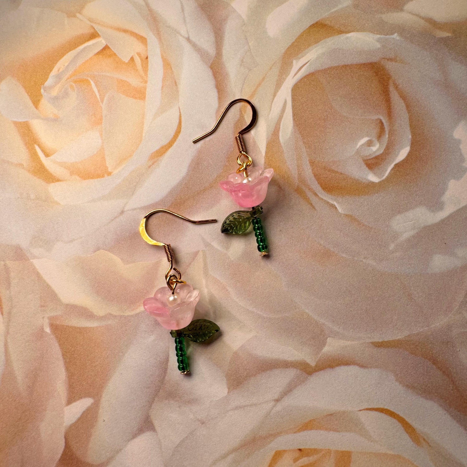 Floral Earrings– Gold-Plated Jewelry with Delicate Purple or Pink Flowers