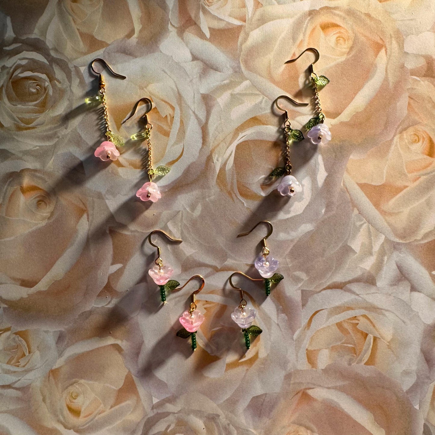 Floral Earrings– Gold-Plated Jewelry with Delicate Purple or Pink Flowers