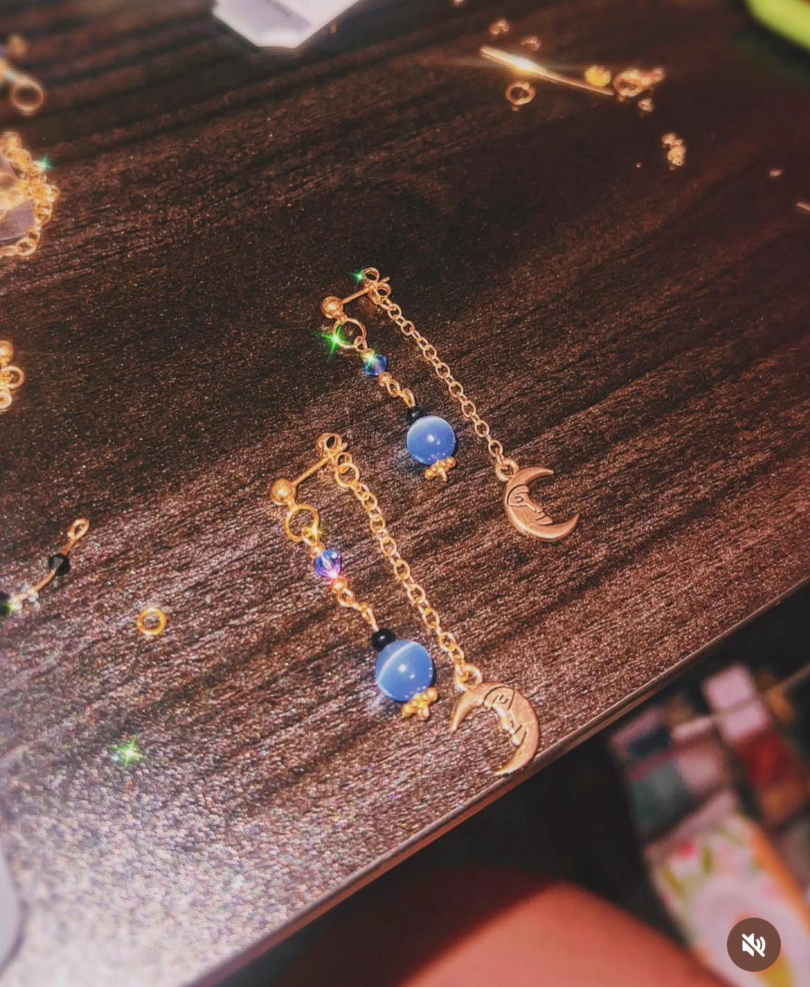 Gold Plated Moon and Sun Necklace and Earrings Set