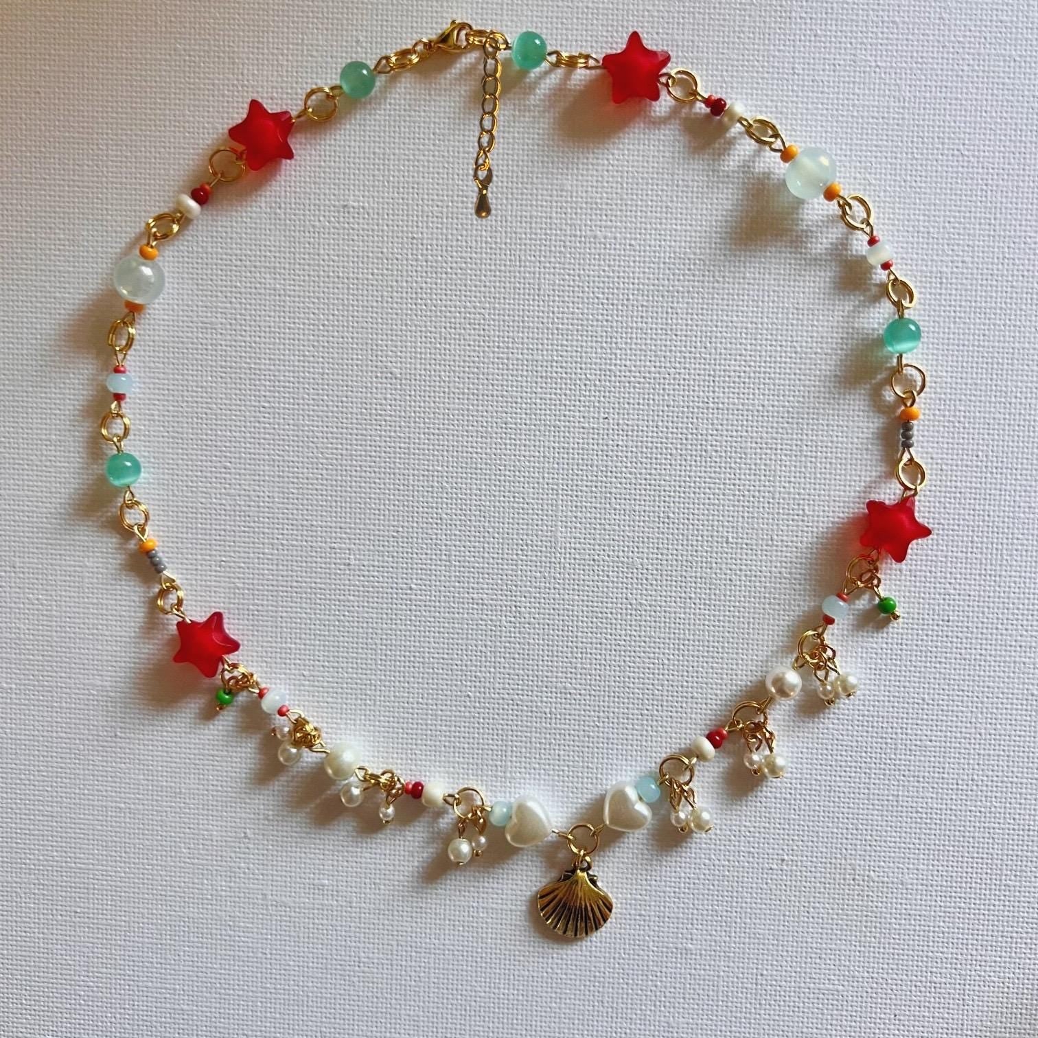 Ponyo-Inspired Gold Necklace | Seashell Charm Fairycore Jewelry | 16” Ghibli Necklace with 2” Extender