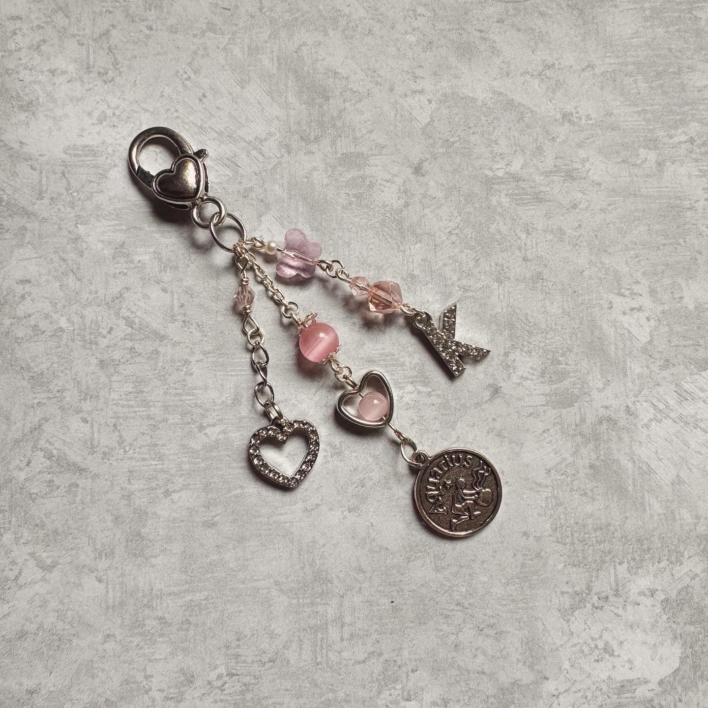 Personalized Beaded Zodiac Sign Horoscope Keychain, Bag Charm, Purse Charm