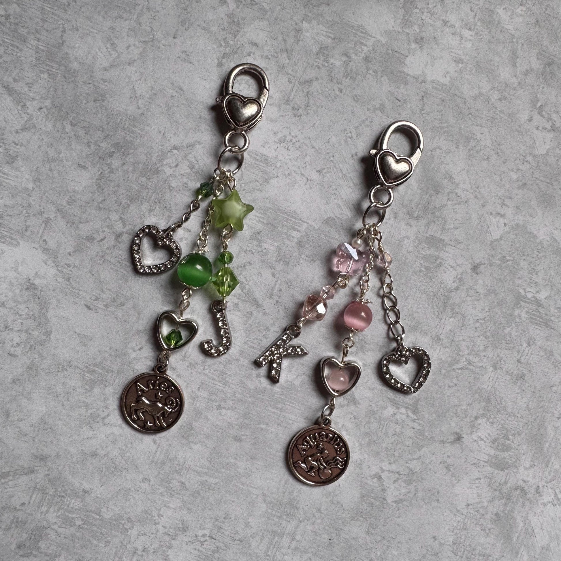 Personalized Beaded Zodiac Sign Horoscope Keychain, Bag Charm, Purse Charm