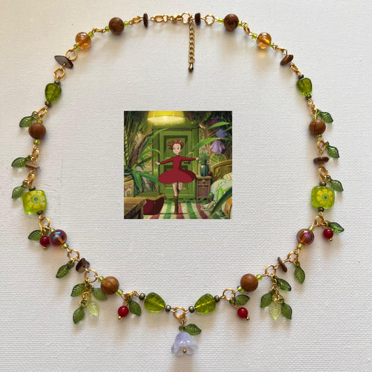 Gold-Plated Arrietty-Inspired Spring Necklace – Studio Ghibli Fairycore Jewelry