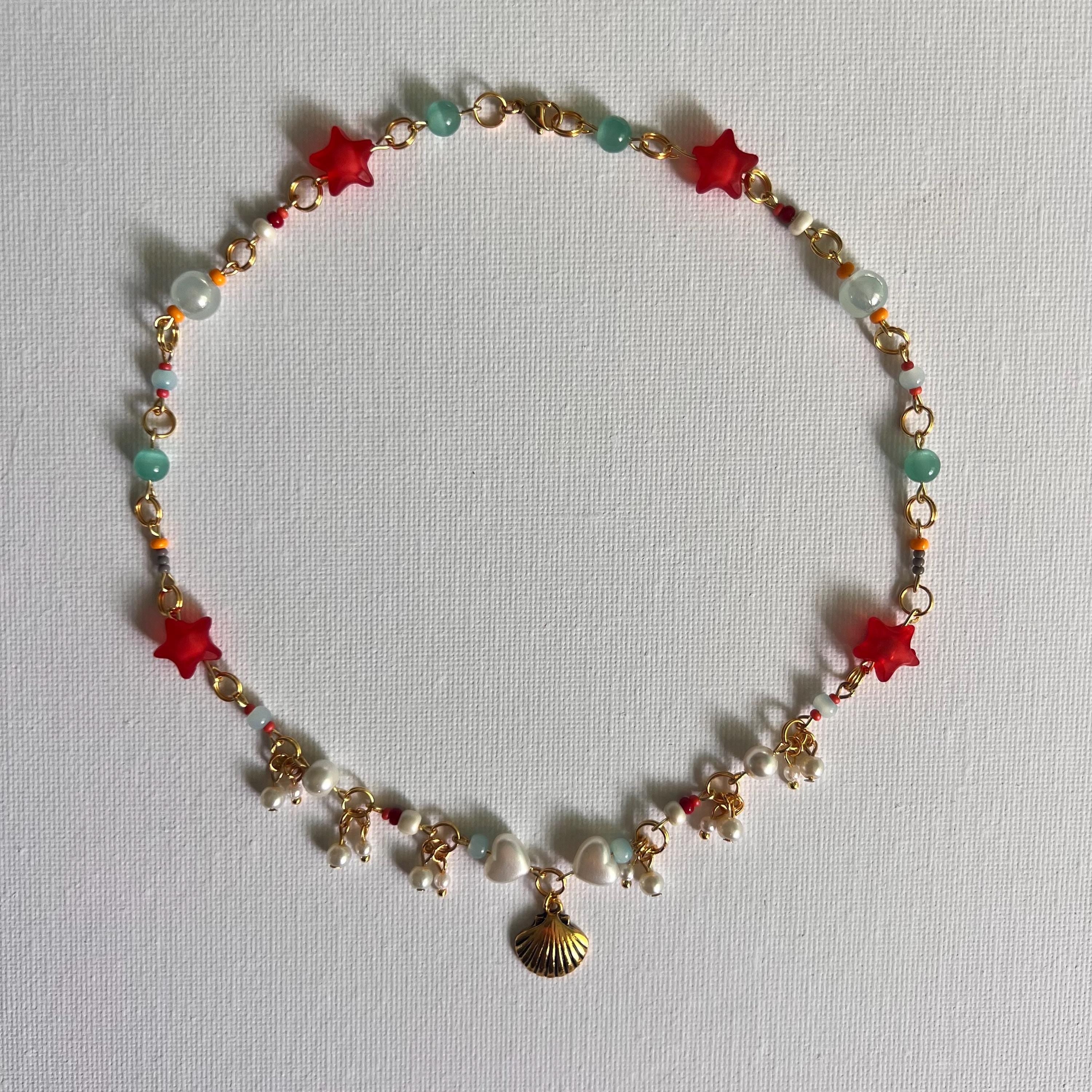 Ponyo-Inspired Gold Necklace | Seashell Charm Fairycore Jewelry | 16” Ghibli Necklace with 2” Extender