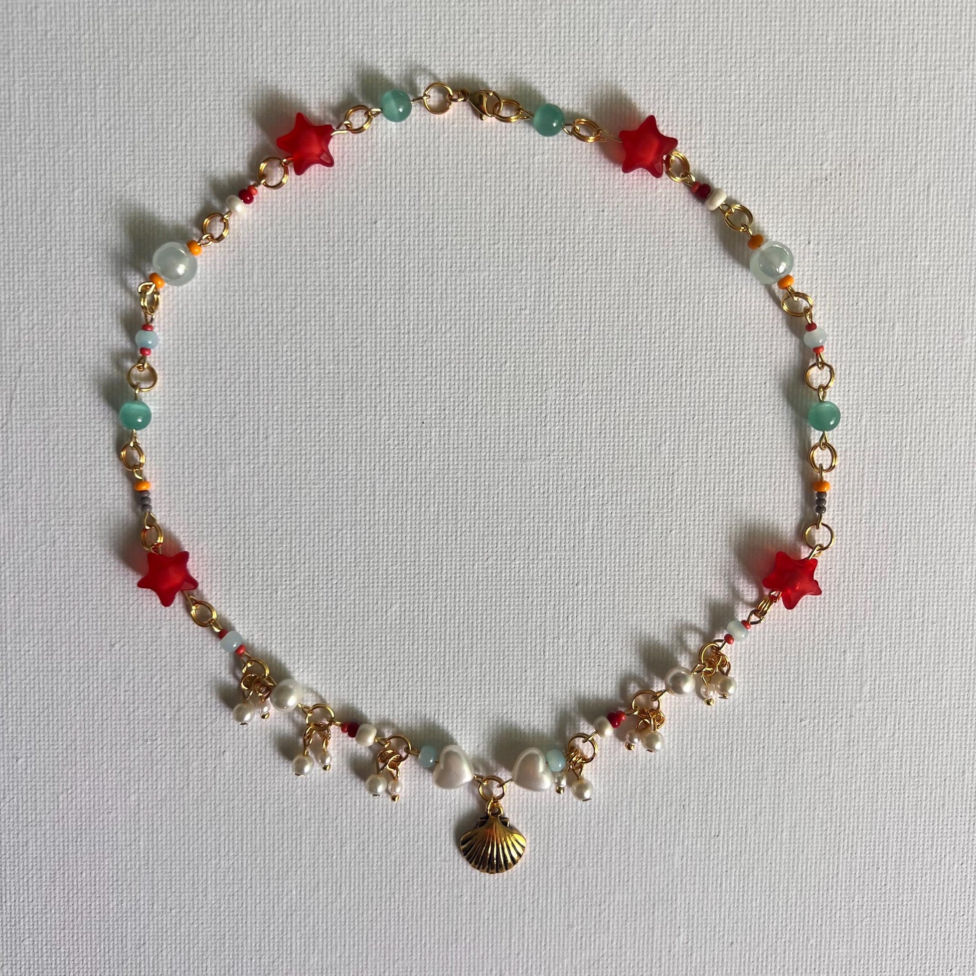 Ponyo-Inspired Gold Necklace | Seashell Charm Fairycore Jewelry | 16” Ghibli Necklace with 2” Extender