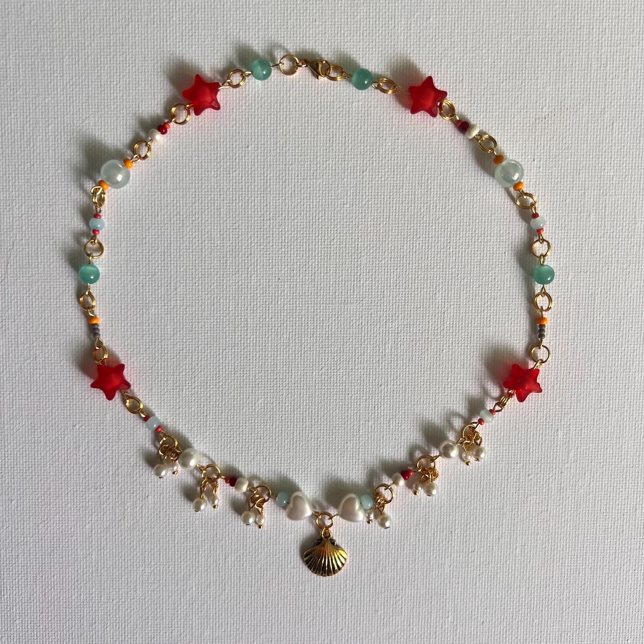 Ponyo-Inspired Gold Necklace | Seashell Charm Fairycore Jewelry | 16” Ghibli Necklace with 2” Extender