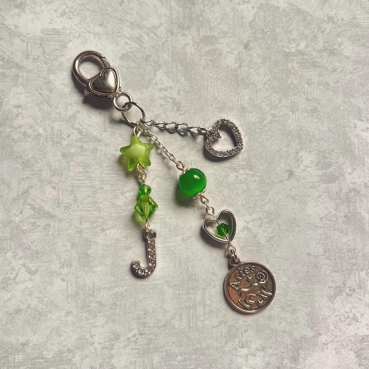 Personalized Beaded Zodiac Sign Horoscope Keychain, Bag Charm, Purse Charm