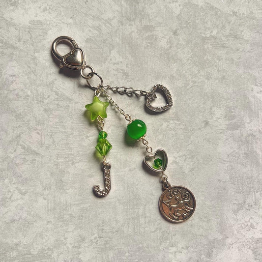 Personalized Beaded Zodiac Sign Horoscope Keychain, Bag Charm, Purse Charm