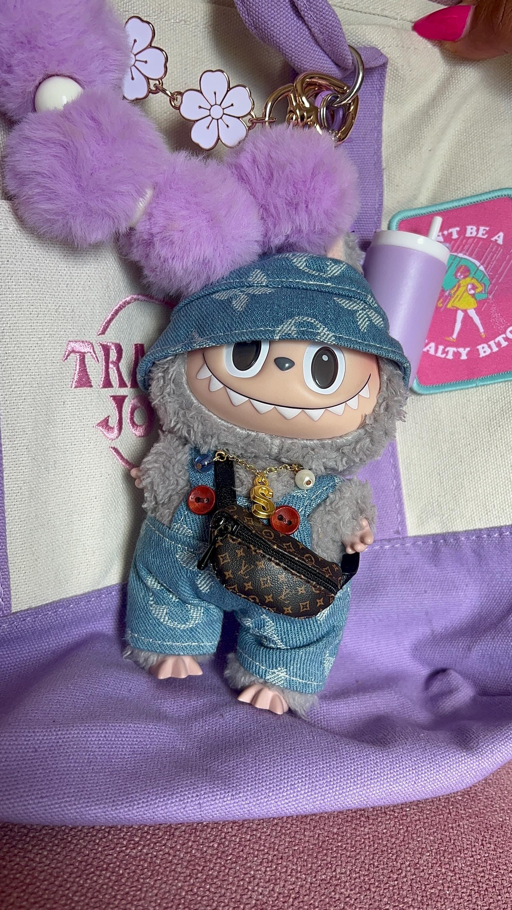 Mini Custom Charm Necklace for Labubu Dolls – Mini Doll Jewelry with Gold or Silver Chain, Personalized with Initial + Charms