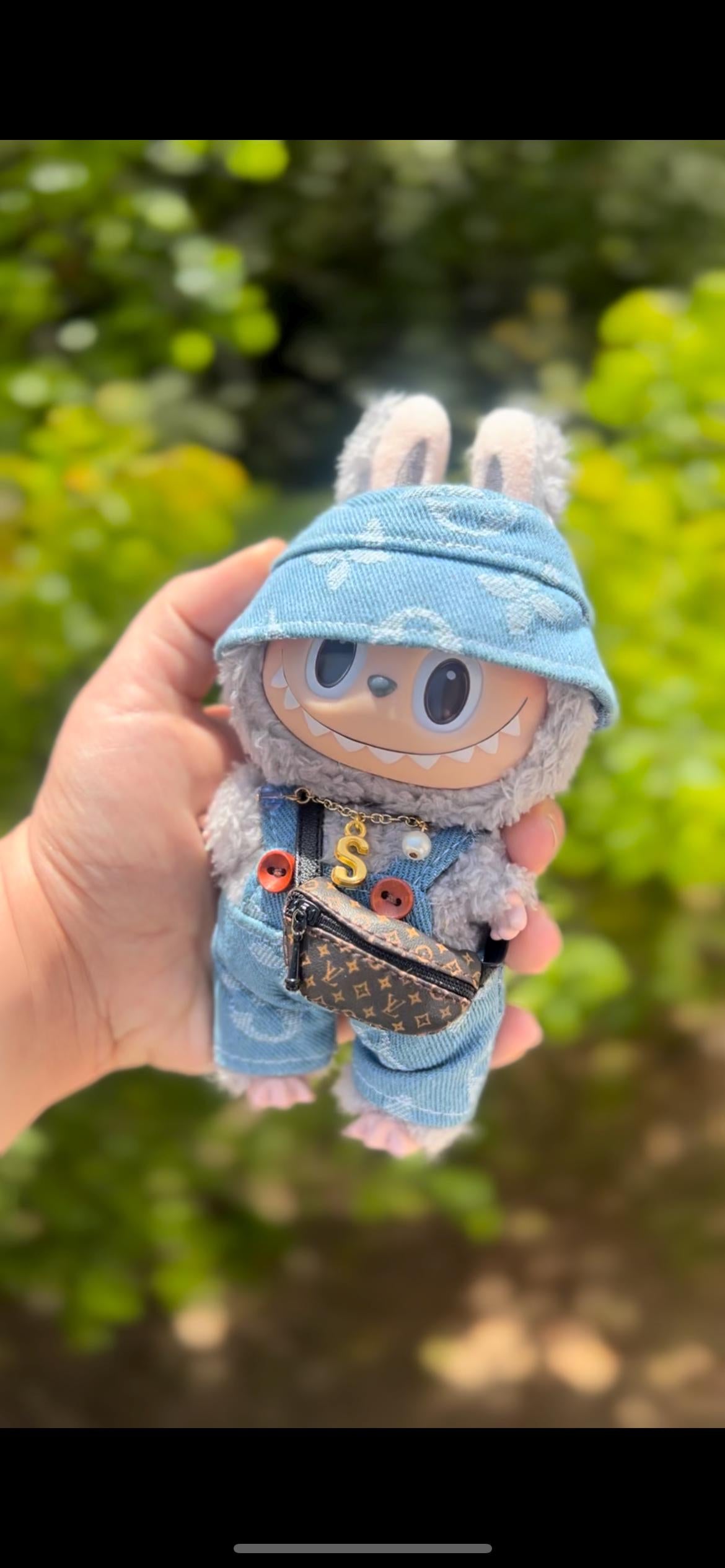 Mini Custom Charm Necklace for Labubu Dolls – Mini Doll Jewelry with Gold or Silver Chain, Personalized with Initial + Charms