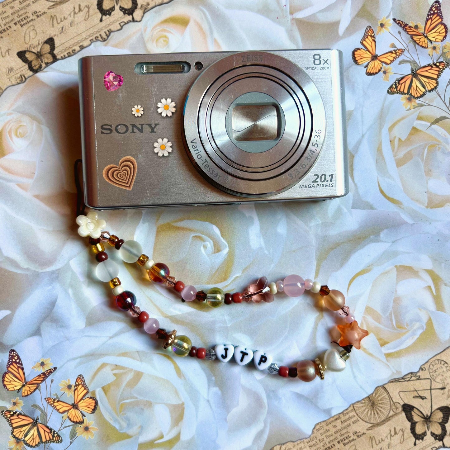 Personalized Camera Wristlet Strap with Custom Name, Photographers Gift, Beaded Phone Charm, Graduation Gift