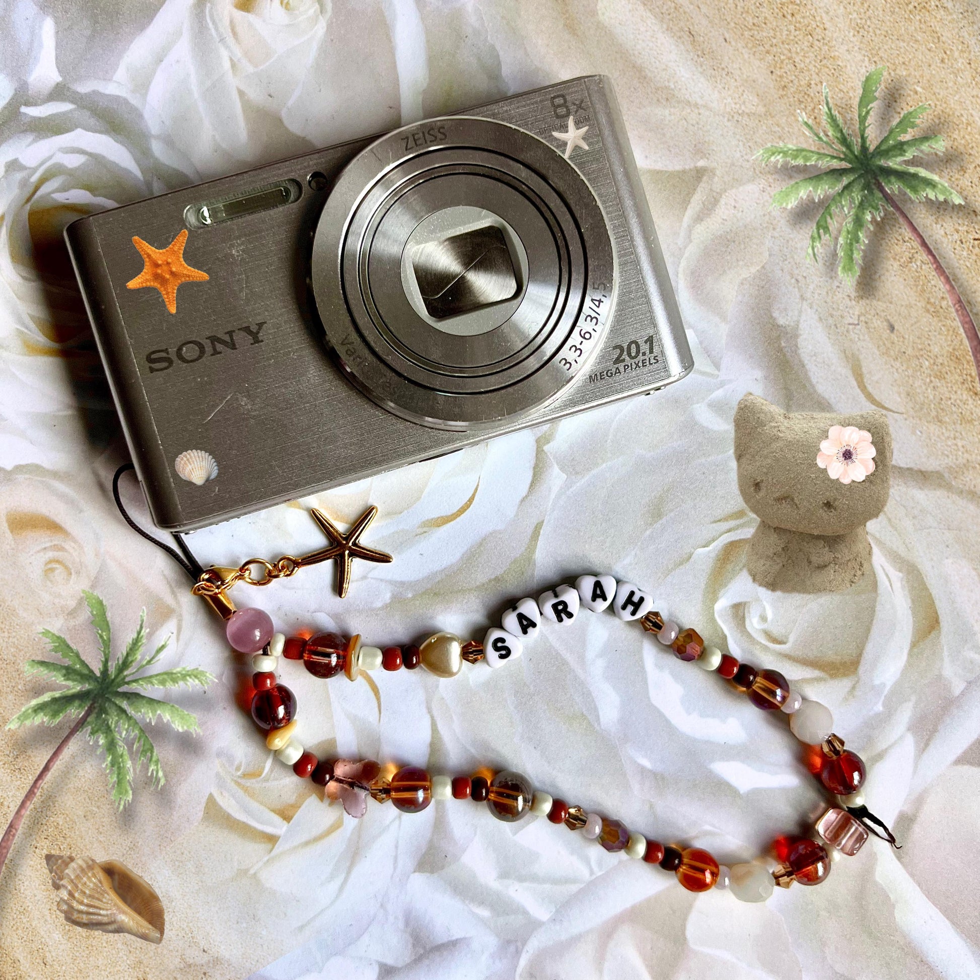 Personalized Camera Wristlet Strap with Custom Name, Photographers Gift, Beaded Phone Charm, Graduation Gift