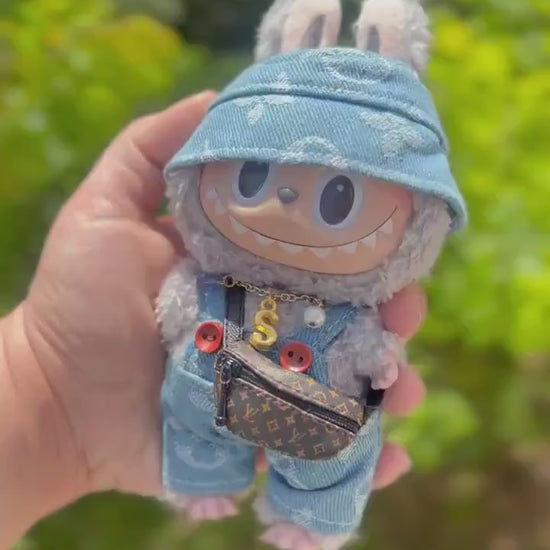 Mini Custom Charm Necklace for Labubu Dolls – Mini Doll Jewelry with Gold or Silver Chain, Personalized with Initial + Charms