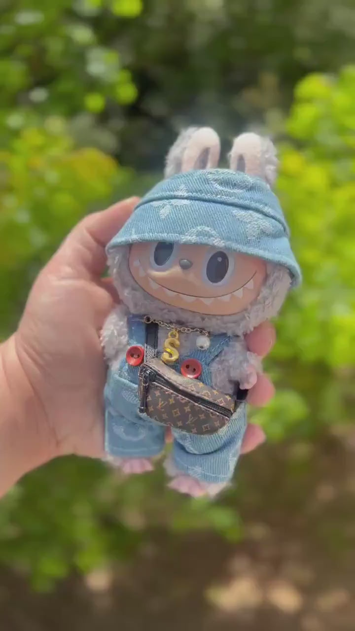 Mini Custom Charm Necklace for Labubu Dolls – Mini Doll Jewelry with Gold or Silver Chain, Personalized with Initial + Charms