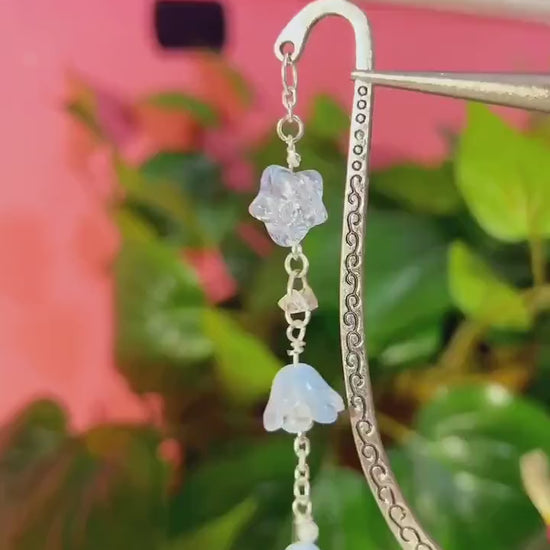 Customizable Fairycore Bookmark with Handmade Clay Mushrooms – Cottagecore Beaded Bookmark – Gold or Silver