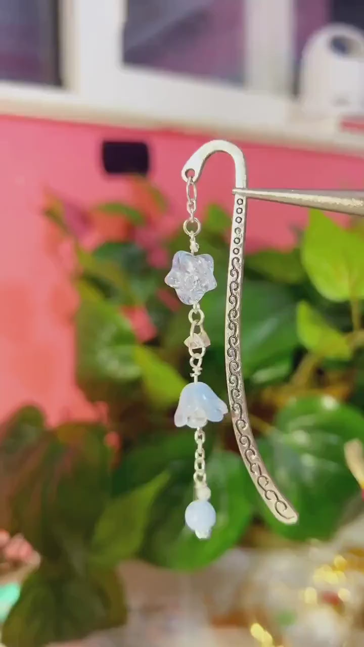 Customizable Fairycore Bookmark with Handmade Clay Mushrooms – Cottagecore Beaded Bookmark – Gold or Silver